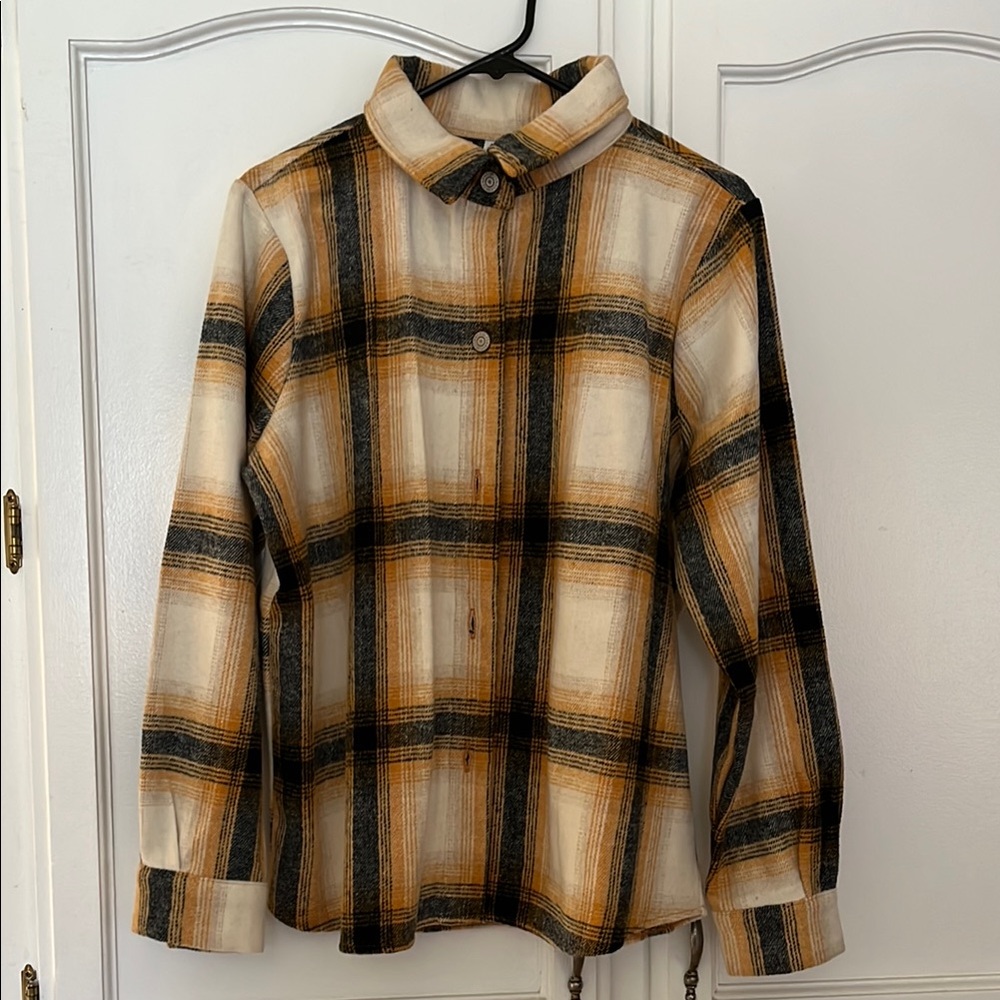 Cream and Black Casual Button Down Shirt